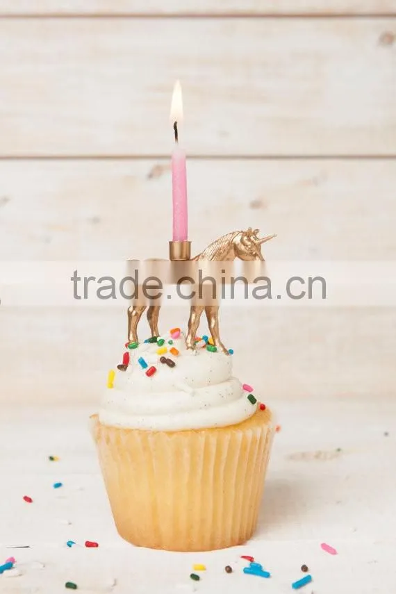 Gold Unicorn Candle Holder Kids Cute Party Decor