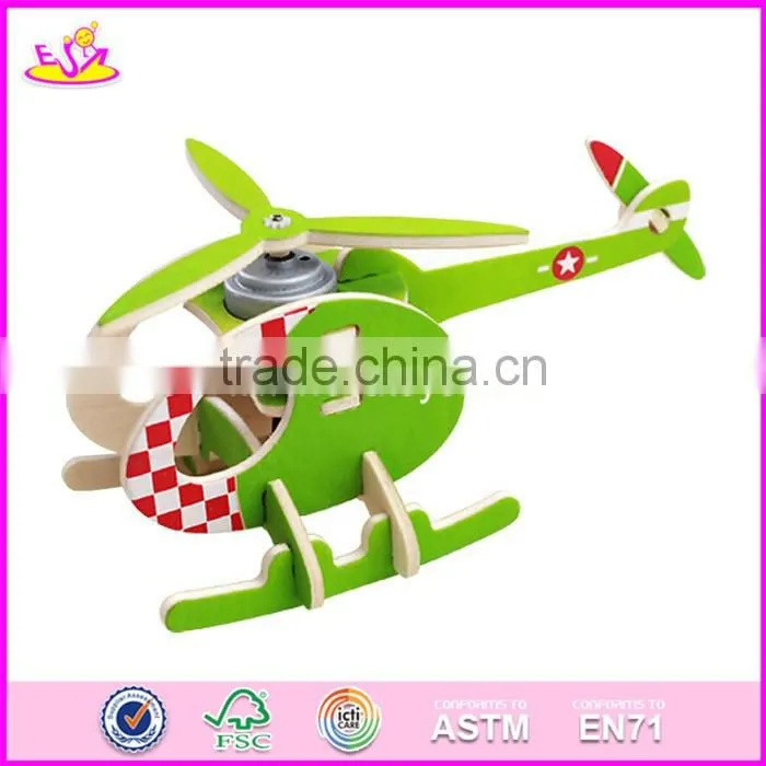 2017 New design diy assemble children wooden toy airplanes W03B065