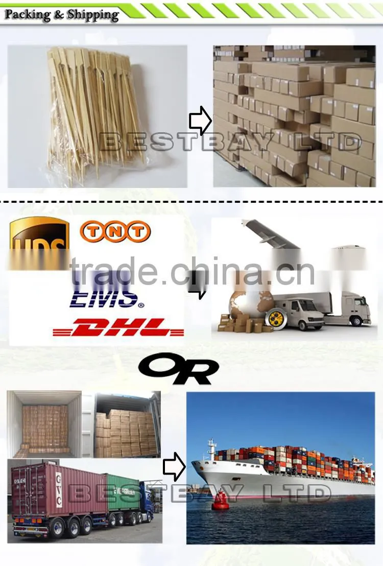 Wholesale square bamboo skewers with logo for BBQ