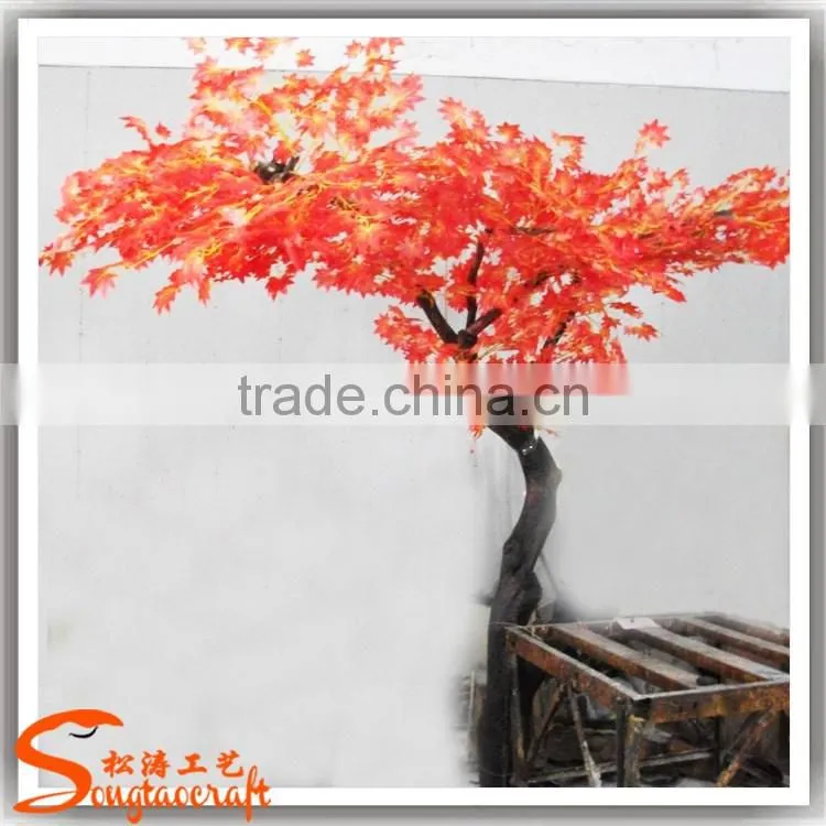 Wholsale artificial tree fiberglass tree and artificial red maple tree for decoration indoor
