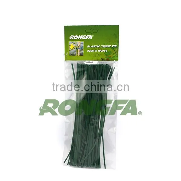 2.6mm x 15cm green pvc plastic plant twist tie for gardening