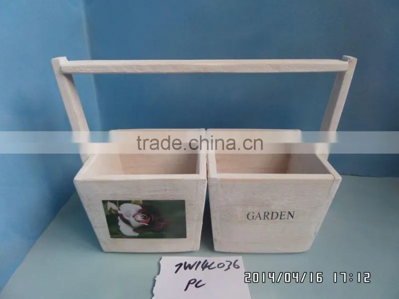 wooden flower pot planters with handle for garden home decoration