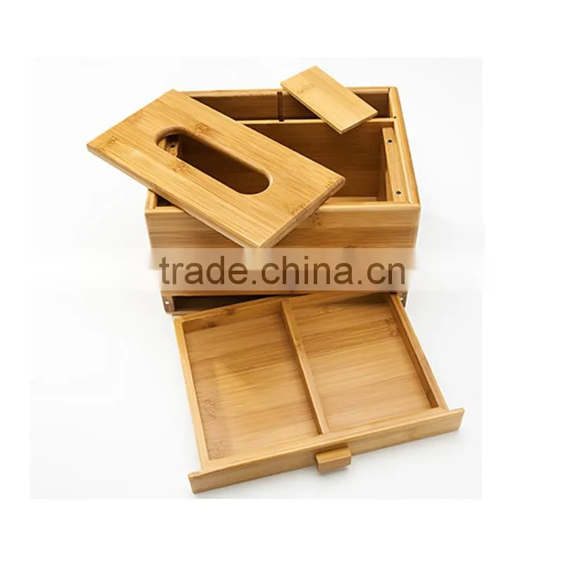 Aonong Bamboo desk organizer for mobile phones & Tablets/tissue box