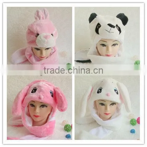 2013 Soft and Warm Custom Child Lovely Animal Ear Winter Hat/ Winter Animal Hat with pockets IN STOCK