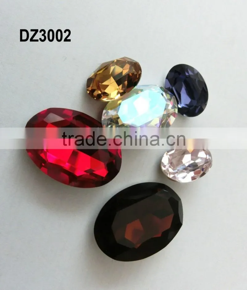 garment small size indigo-blue sew on rhinestone oval synthetic gemstone