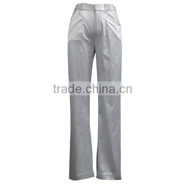 chic stain type elegant and fitted lady casual pants with elastic waist