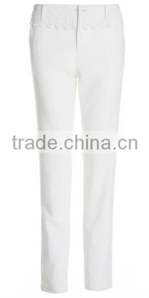 fancy/fashionable embroidered waist pants women in white color