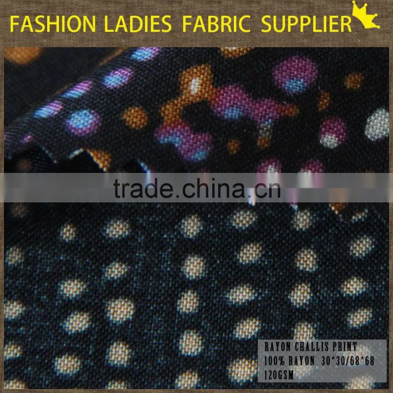 cicheng Brand design colorful 100% rayon chaliis print fabric
