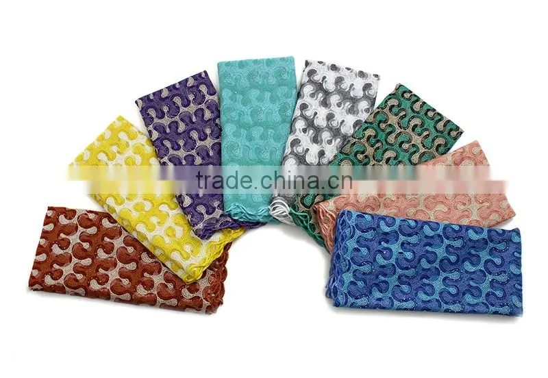 100% High Quality African Guangzhou Lace Fabric Tulle Lace Fabric Multi Color