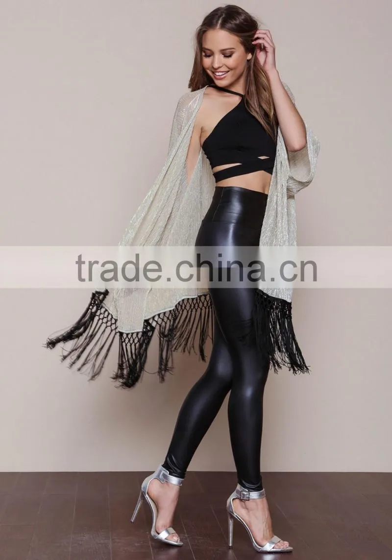 MGOO OEM Services Gold Dust Kimono Cardigan Fashion Tassels Tops Women Sexy Shawl Clothes Loose