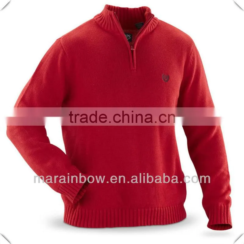 Classic plain design 1/4 - zip Knitted Sweater for Cold weather