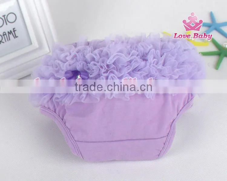 Hot Sale Adorable Solid Color Baby Lace Bloomers Wholesale Lace Ruffle Cotton Bloomers