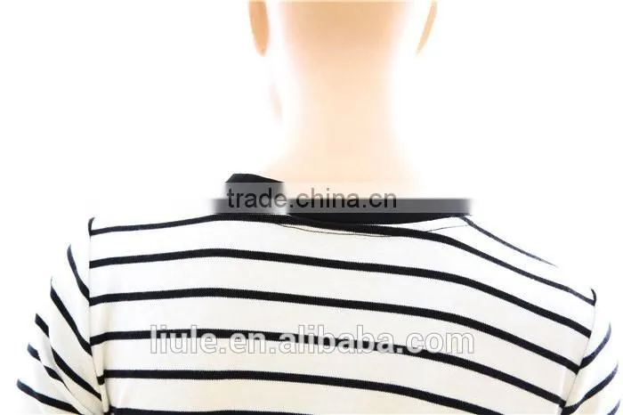 Fashion Design Lady Black and White Striped Casual Blouse Fitted Women Tops