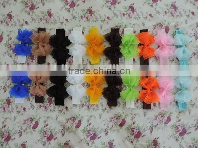 2017Lovely Style Princess Girls Hair Accessories Bowknot Elastic Headband Girls Many Colors Choice