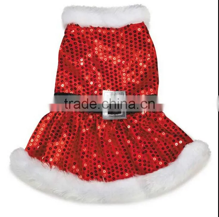 red sequin material pet clothing christmas dog costume pet clothes for dogs