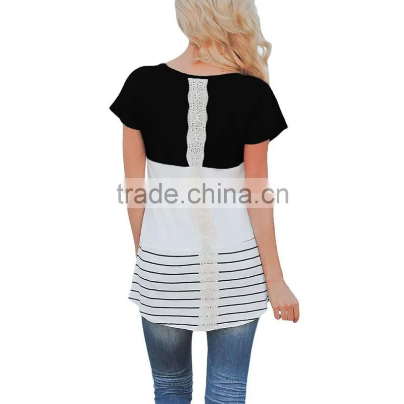 Custom fashion ladies short sleeve blouses for wholesale 2017