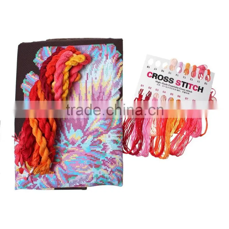 Clearance Sale Multicolor Flower Pattern Square Cotton Throw Pillow Cross Stitch Supplies Wholesale