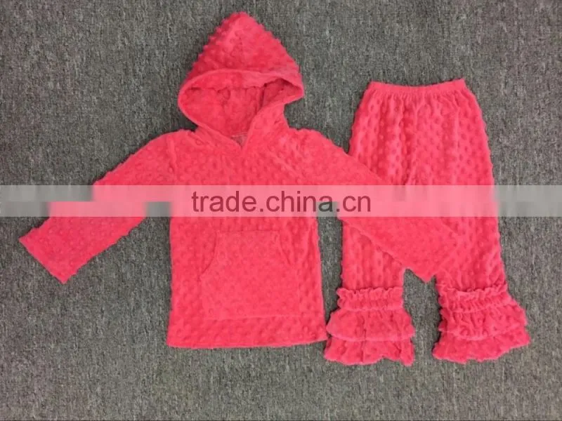 So cute!Wholesale girls christmas outfits with minky top and minky pants gown baby
