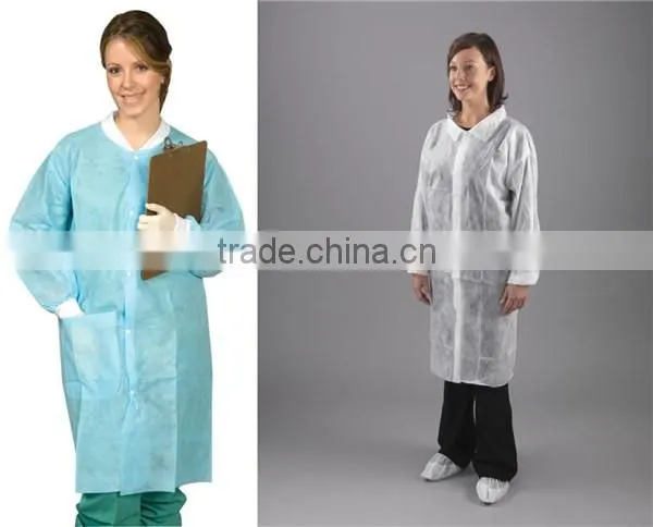 Hot sale! Medical supply disposable PP non woven red/pink woman lab coat