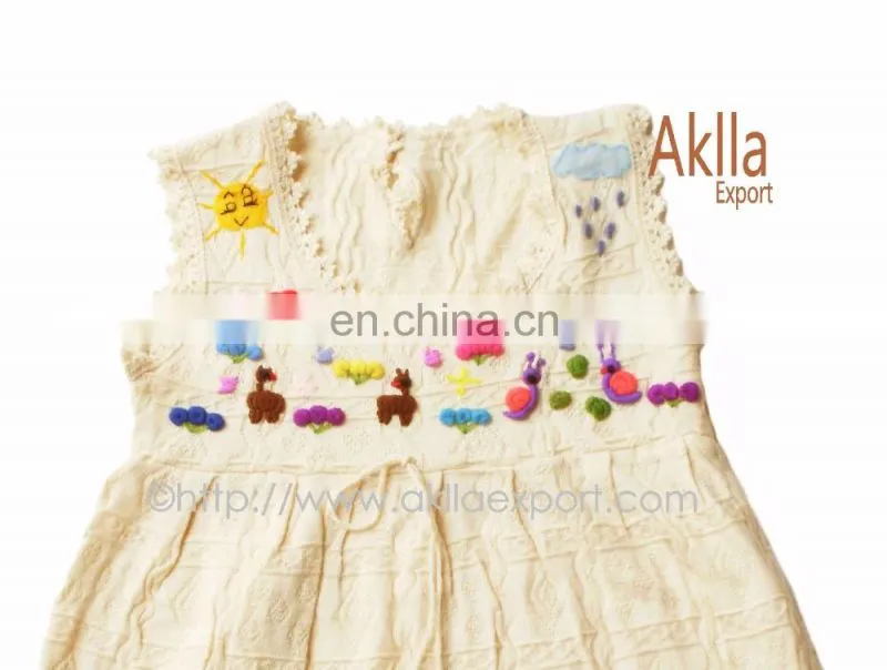 Beautiful peruvian cotton woven girls dresses with detailed embroidery