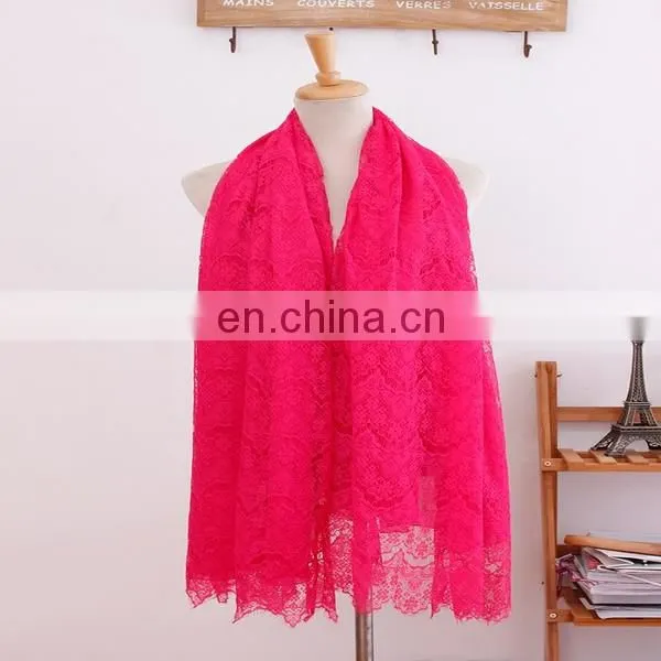 Fashion Women Pure Cotton Lace Scarf Sunscreen Beach Scarf Multi-color In Stock