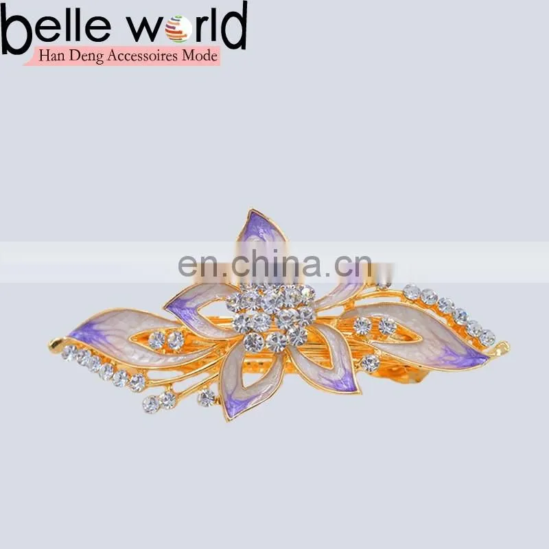 High Quality Flower Rhinestone Hair Barrette