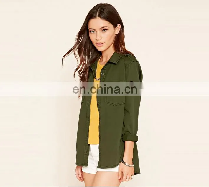 New Custom ladies Chevron Patch Utility Jacket wholesale Army jacket manufacturer