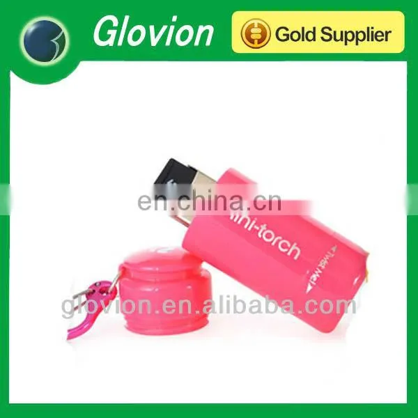 Creative item! USB rechargeable led torch light colorful portable led torch light with keychain