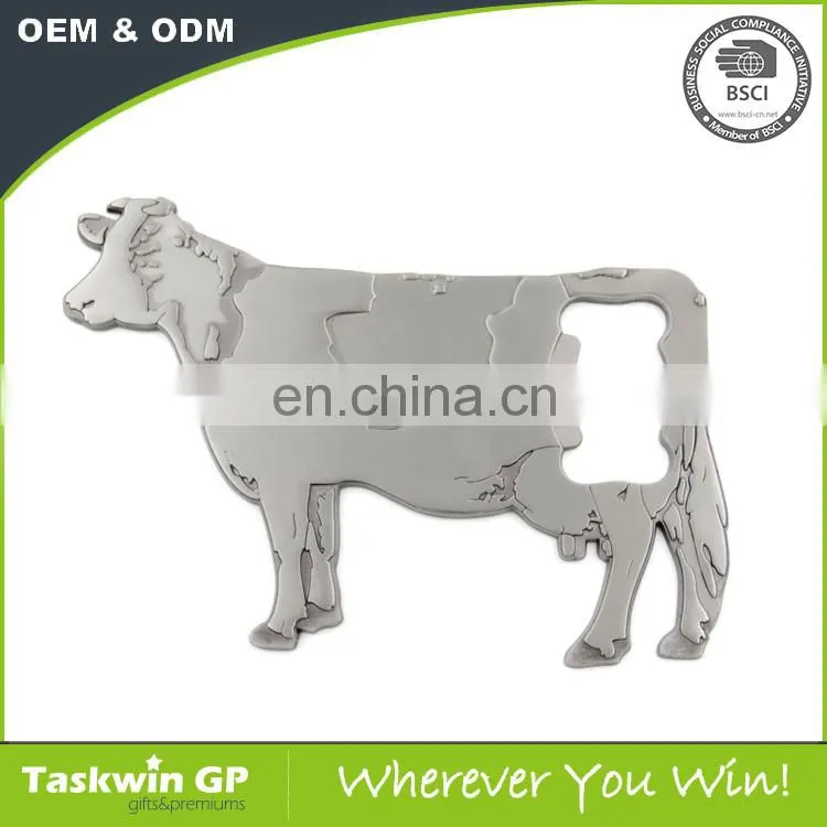 Zinc alloy material antique silver plated Cow shape bottle opener