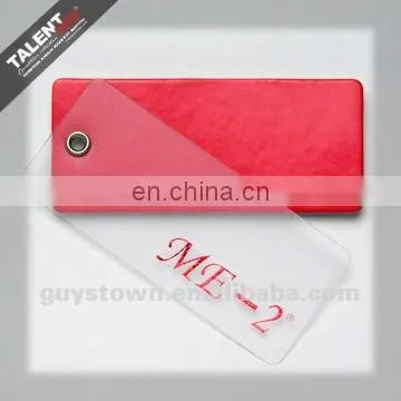 custom transparent screen printing PVC hang tag for garment