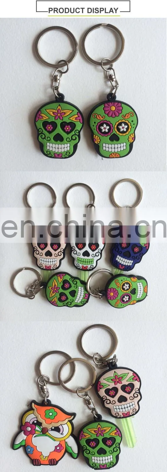 Fashion Customer Design Colorful skull soft PVC rubber key cover