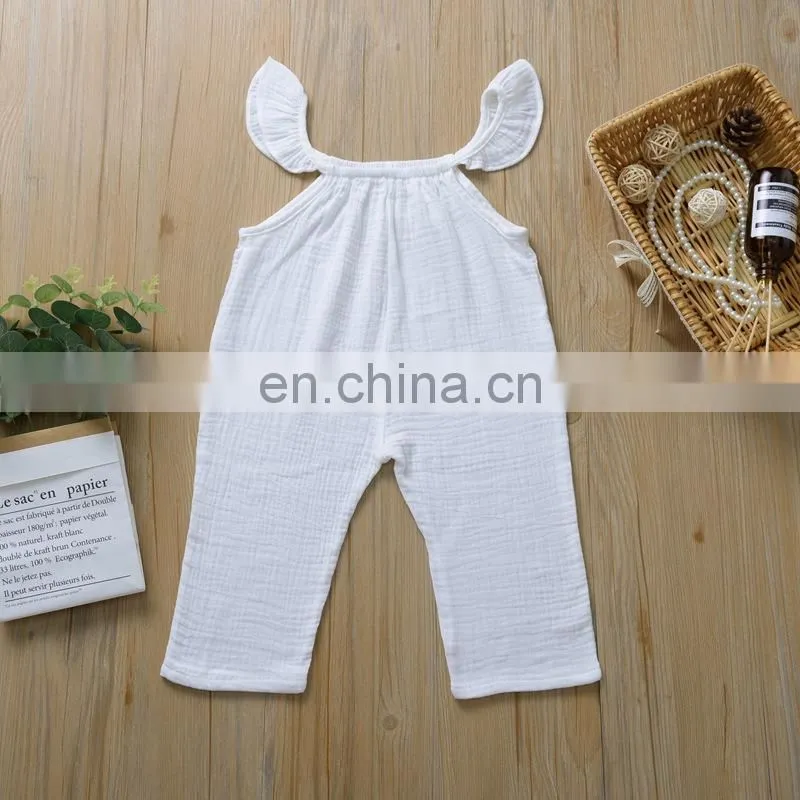 Wholesale Baby Girl Clothes Romper Summer Sleeveless Linen Ruffle Baby Romper Onesie