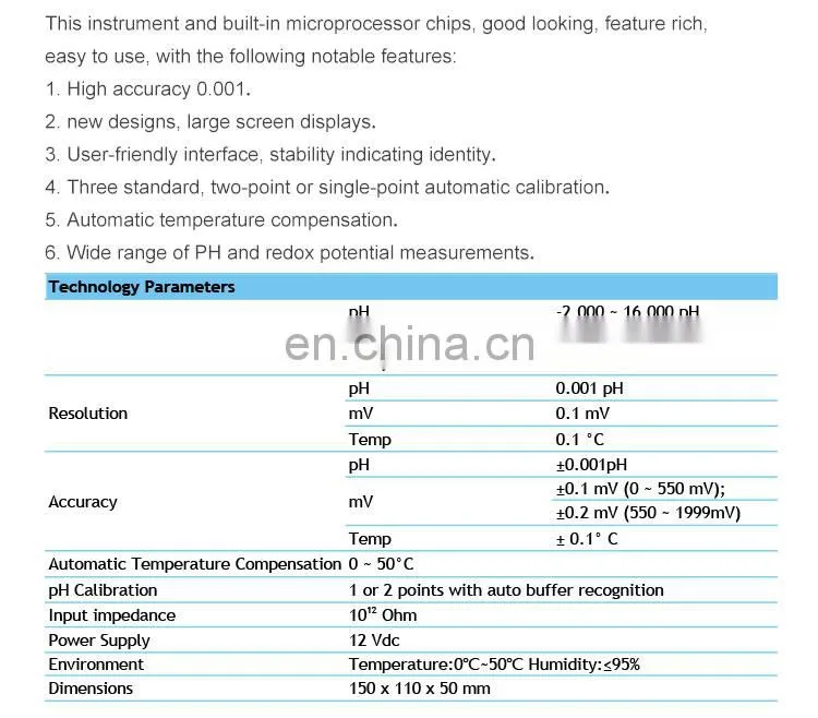 Portable PH / ORP / Temperature Meter Price