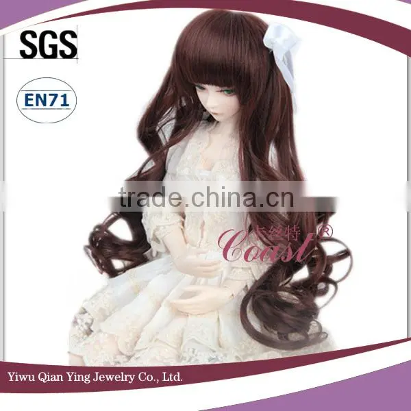 Curly dark brown Synthetic Doll Wigs for wholesale