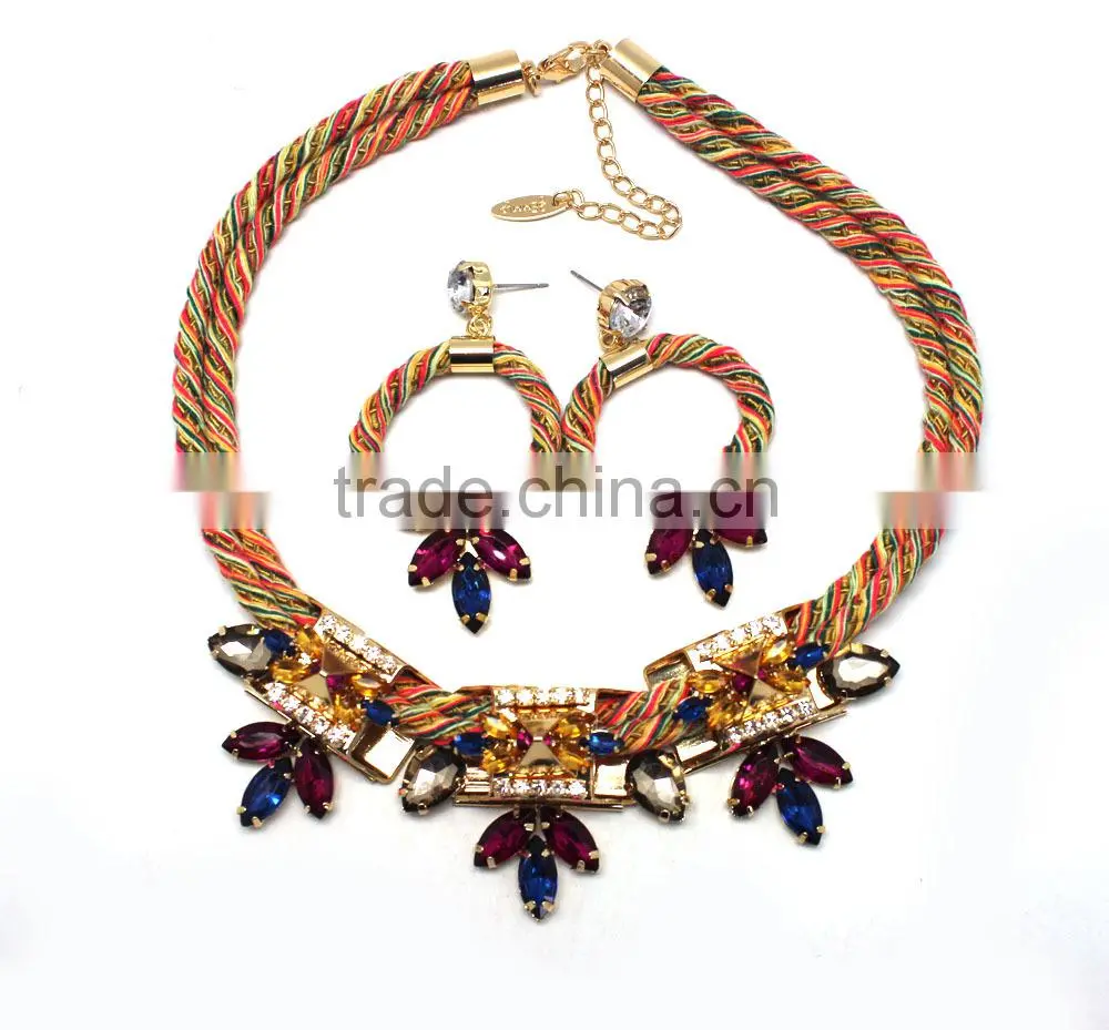 Latest design popular fashion african beads jewelry Set handmade indian jewelry necklace and earring bracelet set