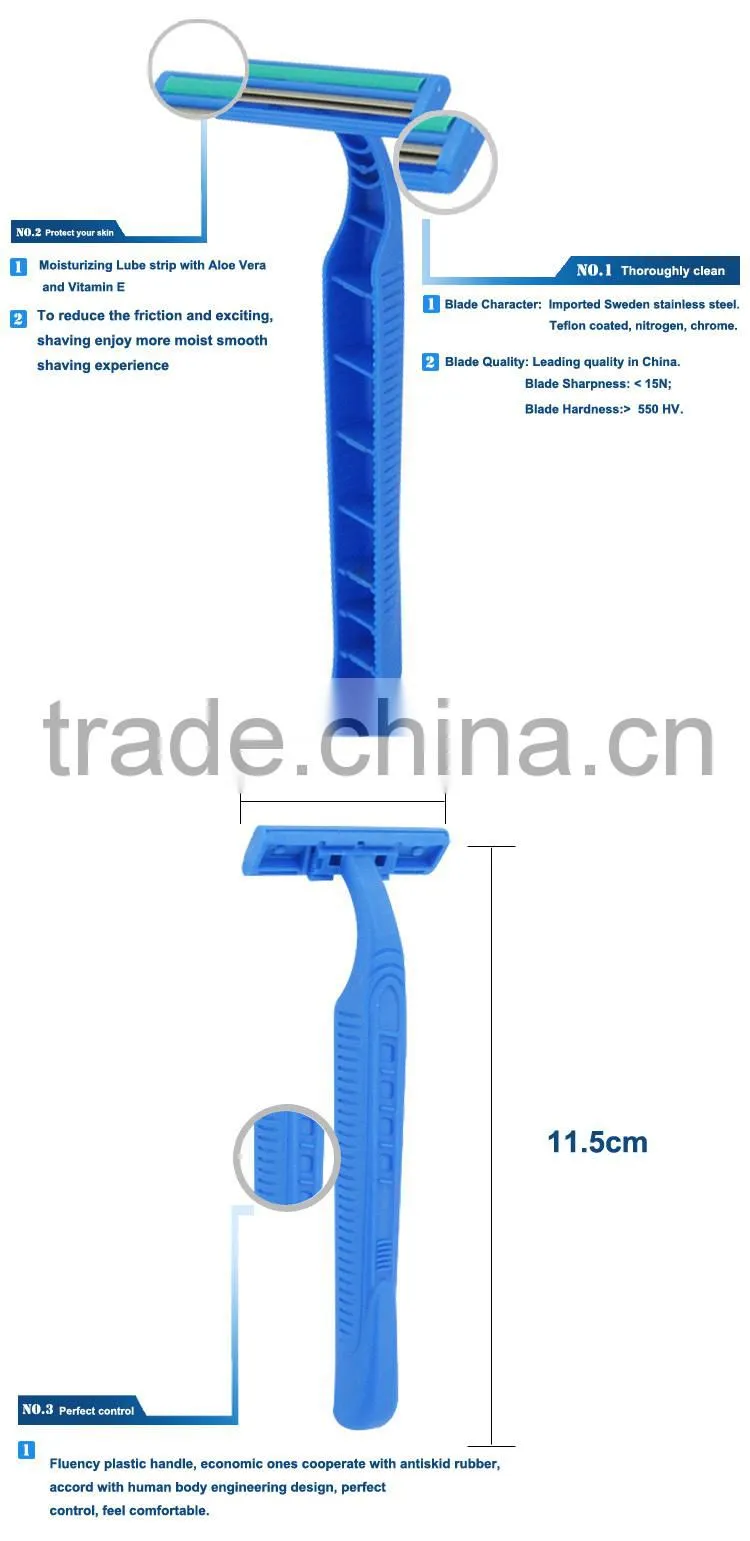 D211L twin blade Lube strip plastic handle shaving razor