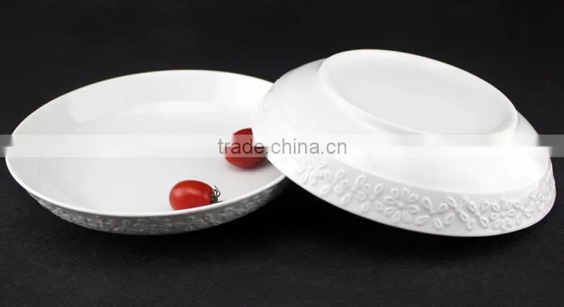 porcelain embossed plate, 8" porcelain fruit plate, wholesale porcelain fruite plates