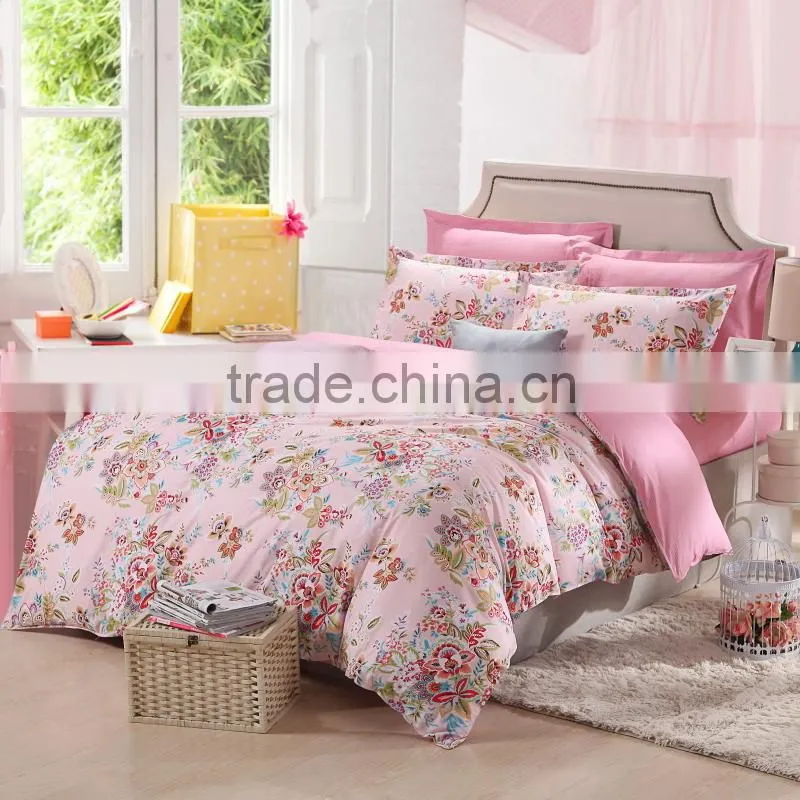 China products pink floral printed pillowcase super king bedding comforter sets dubai bed cover set
