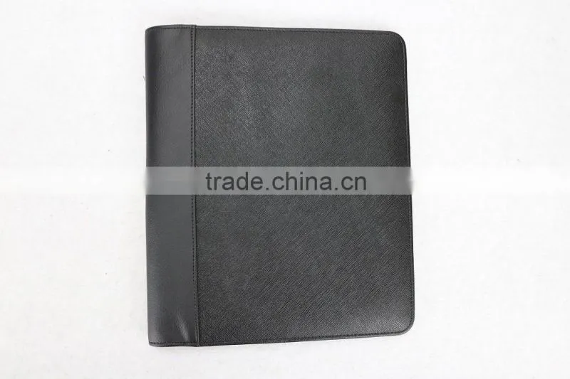 Wholesale High Quality Custom Zip A4 Size Genuine Saffiano Leather Office File Bag Document Folder Notebook