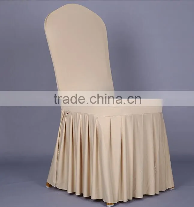 high quality gold pleated spandex chair cover for banquet decoration