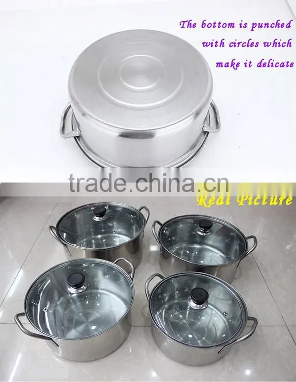 Hot Sale 8 Pcs Stainless steel aluminum non-stick soup pot / induction stock pot set