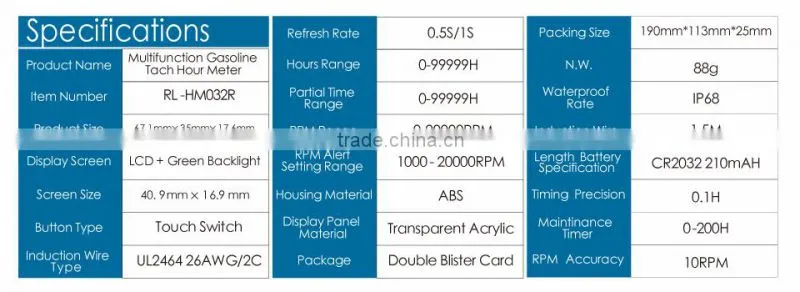 Backlight inducation digital tach hour meter engine hour meter RPM meter maintenance reminder for For Motorcycle Marine Boat ATV