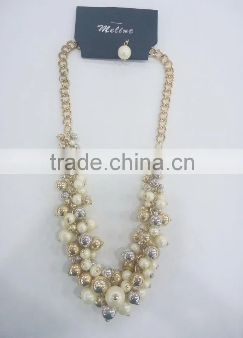 FASHION MULTI BEADED NECKLACE EARRING SET