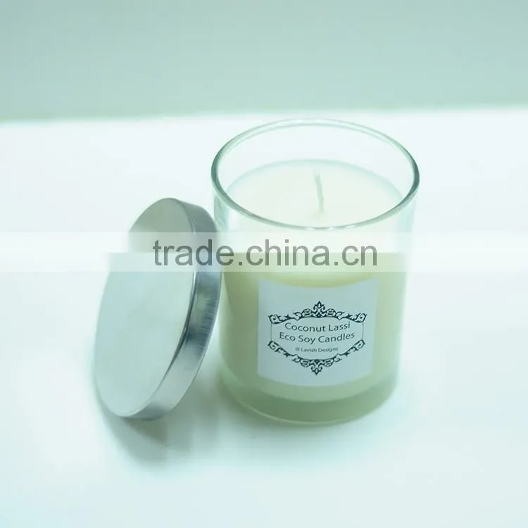 6oz scented candle in glass jar with metal lid &custom sticker