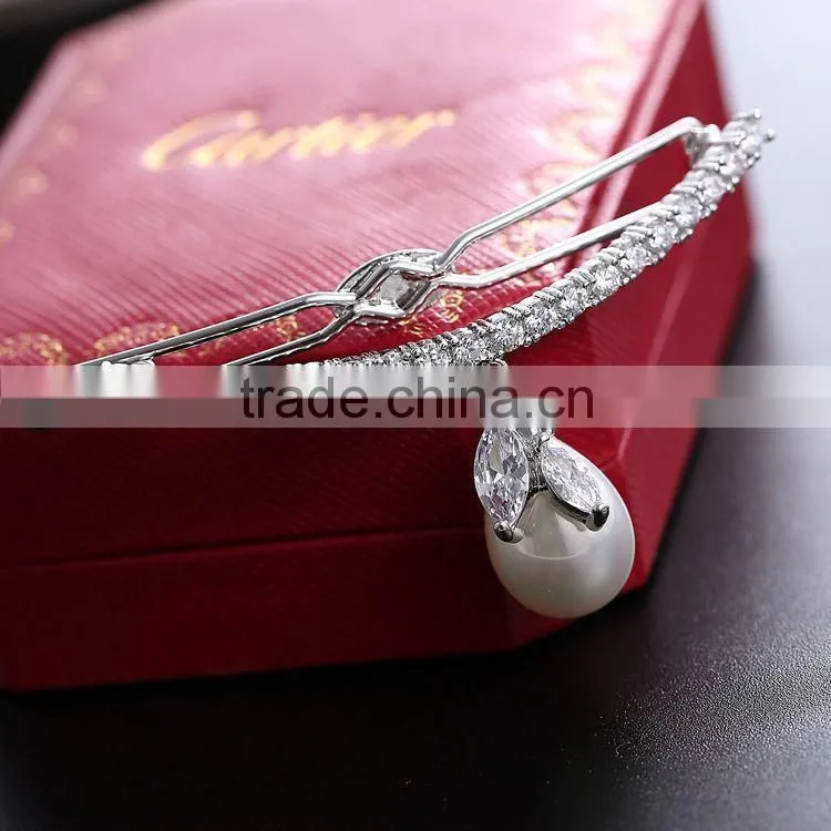 Fashion Jewelry Wedding Party Dress Luxury Vintage Headwear Elegant Flower Petal Rhinestone Women Lady Alloy Hair Clip Barrette