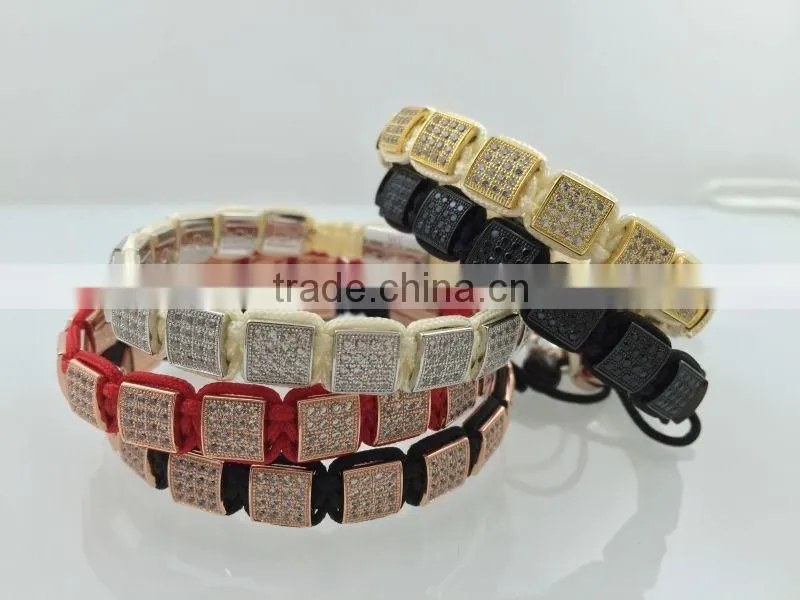 Latest fashion square diamonds rope bangle bracelet for men