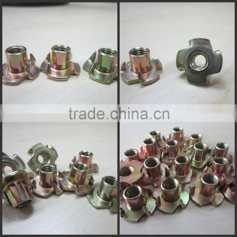 4 prong furniture insert t nuts ,wood insert nut m8 (DIN1624)