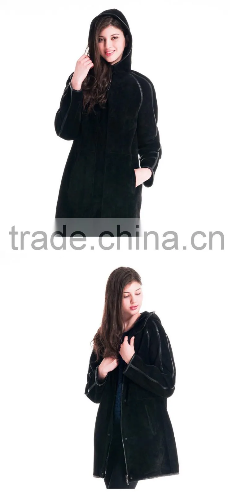2015 Winter Women Medium Length Slim Fit Coat With Hat Overcoat