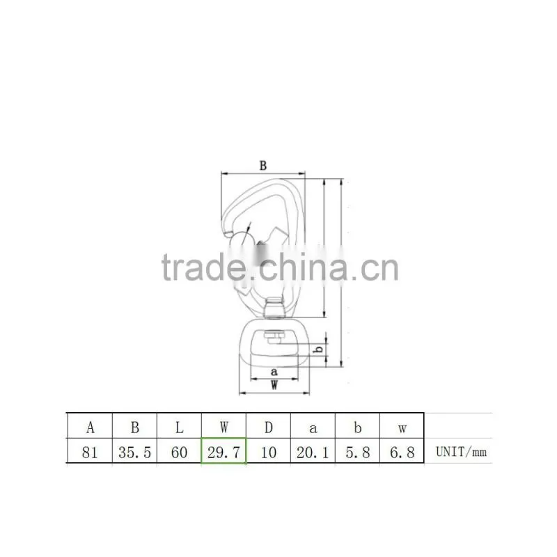 wholesale high quality capacity swivel d type aluminum hook