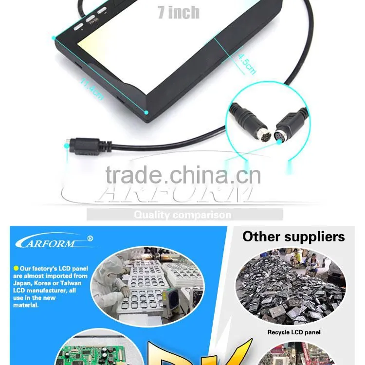7 inch car quad monitor with 4 video input